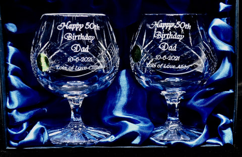 Pair Brandy glasses Birthday